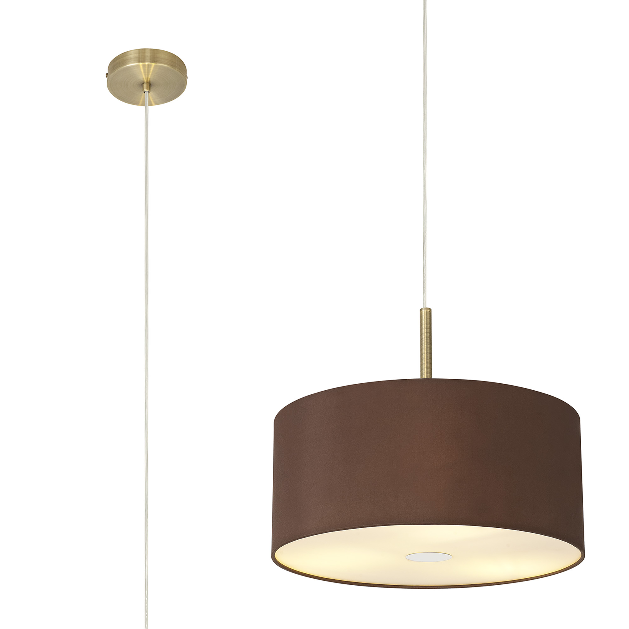 DK0392  Baymont 40cm 3 Light Pendant Antique Brass, Raw Cocoa/Grecian Bronze, Frosted Diffuser